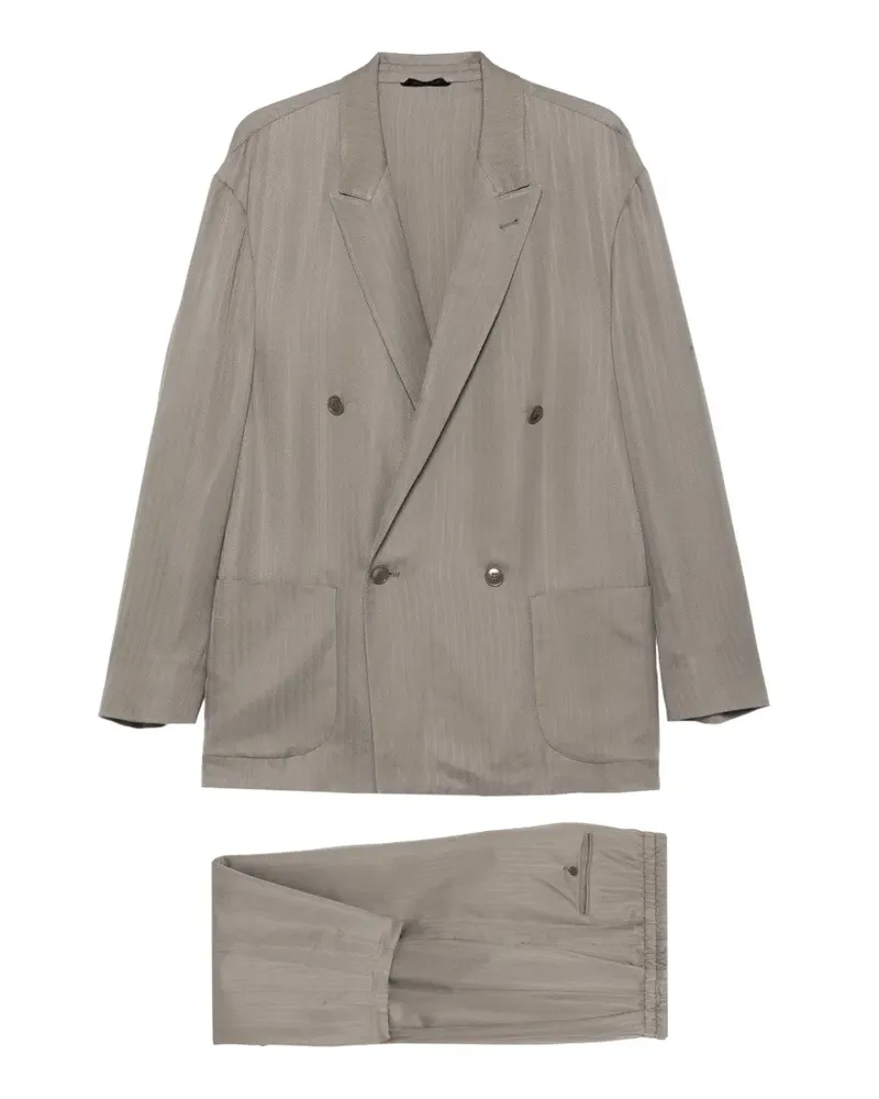 Giorgio Armani Anzug mit Fischgrätenmuster - Grau Grau