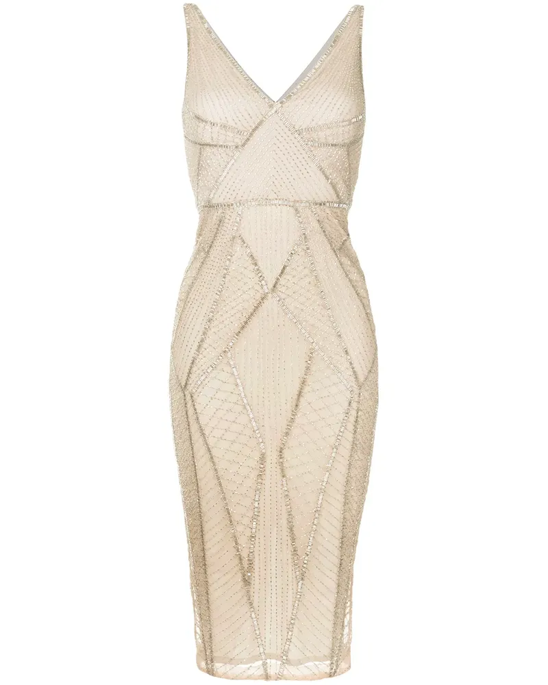 Rachel Gilbert Midikleid mit Perlen - Nude Nude