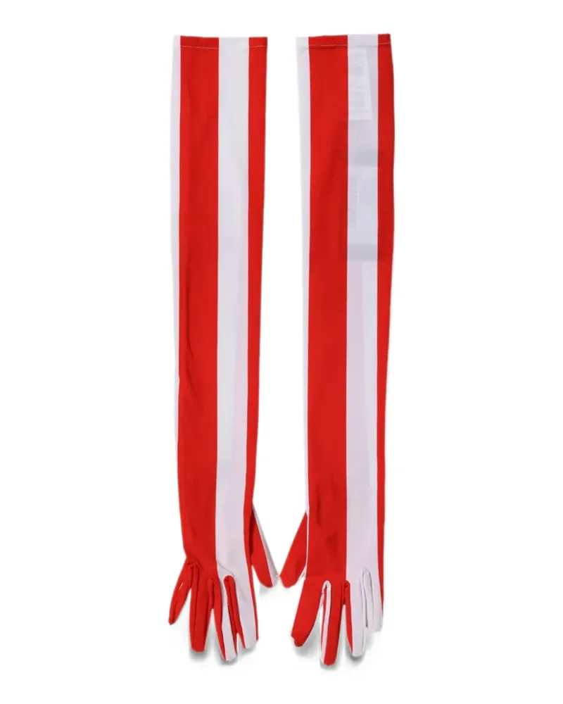 Dolce & Gabbana red white stripes nylon elbow length gloves - Rot Rot