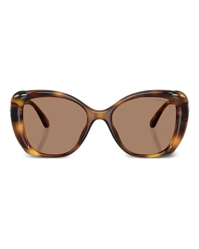 Swarovski Havana Sonnenbrille mit eckigem Gestell - Braun Braun