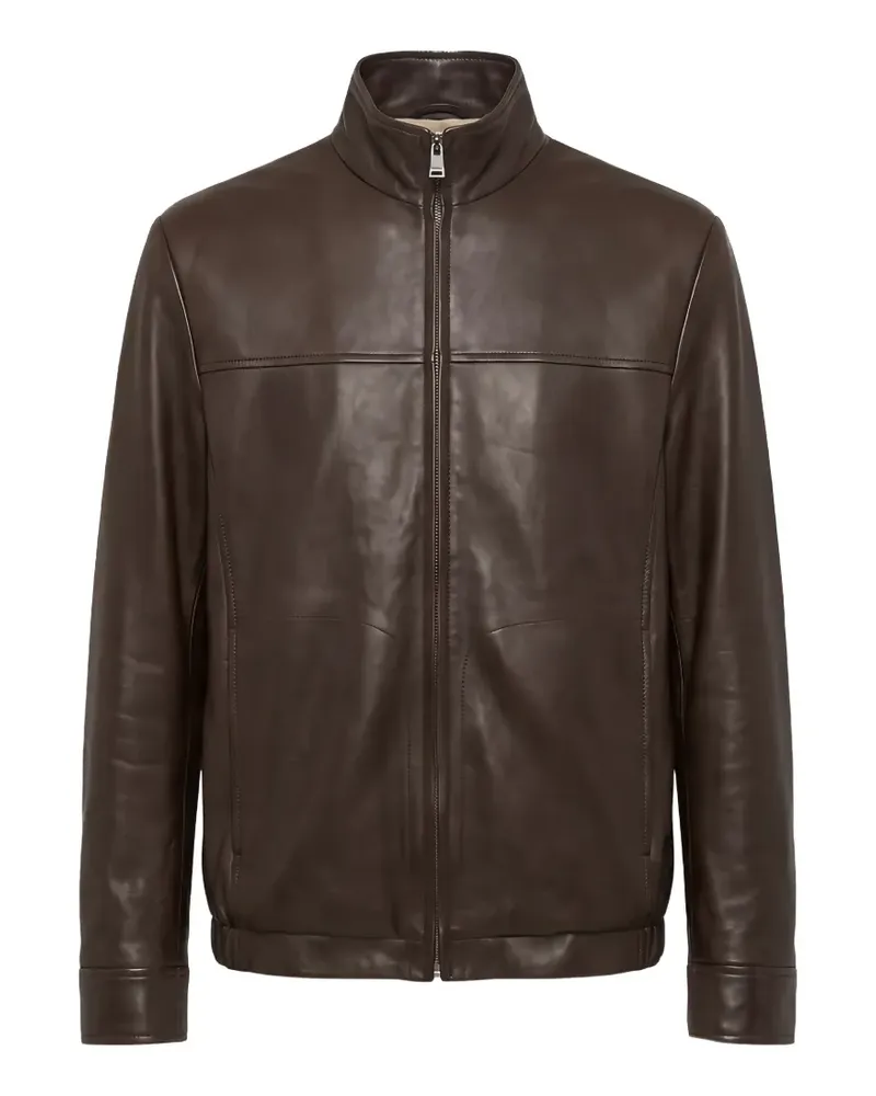 Canali zip-up leather jacket - Braun Braun