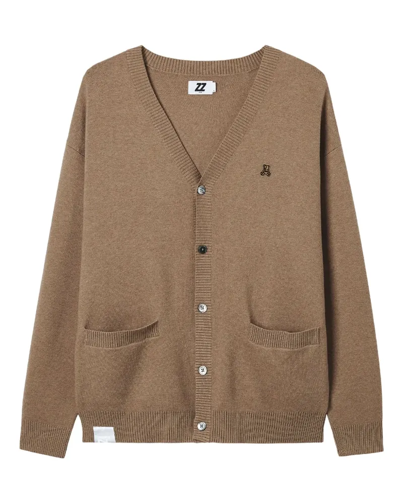 Izzue Cardigan mit aufgesetzter Tasche - Braun Braun