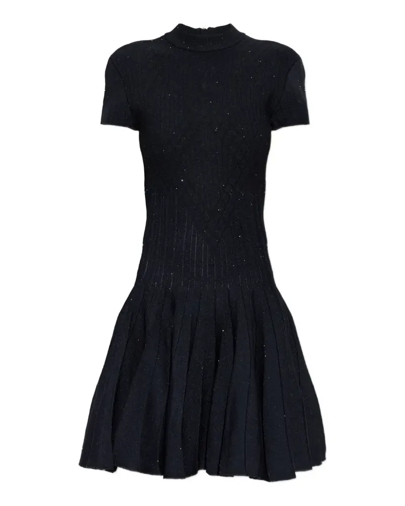 Balmain Plissiertes Kleid mit Pailletten - Schwarz Schwarz