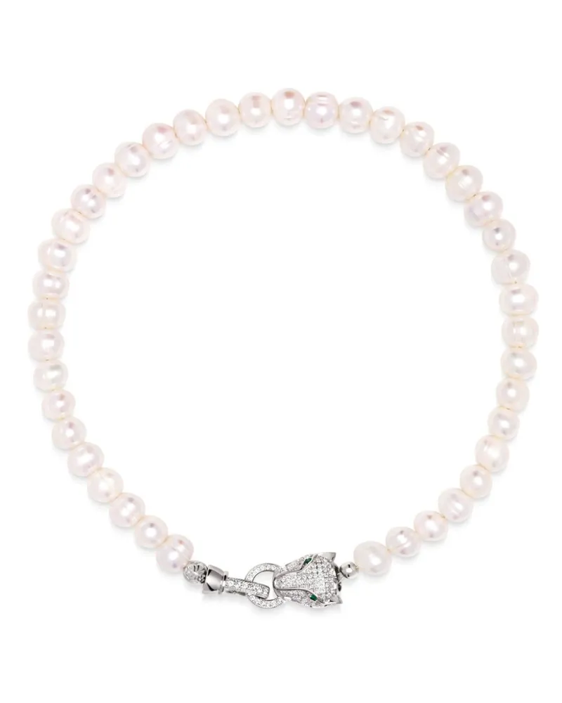 Nialaya Choker mit Kristallverzierung - Weiß Weiß