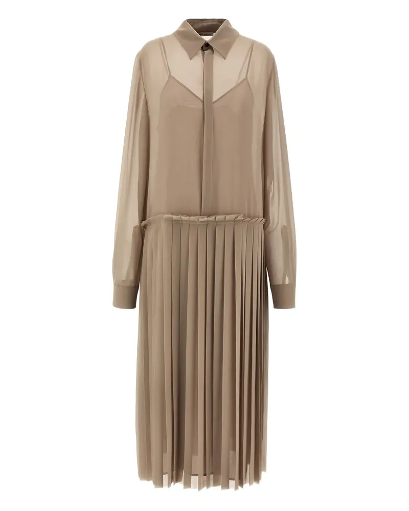AMI Paris Midi-Hemdkleid mit Falten - Nude Nude