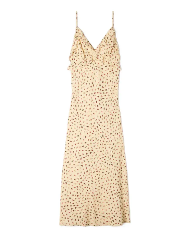 Sandro Langes Kleid mit Rüschen - Nude Nude