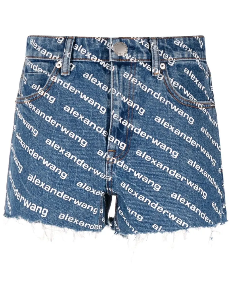 Alexander Wang Jeans-Shorts mit Logo-Print Blau