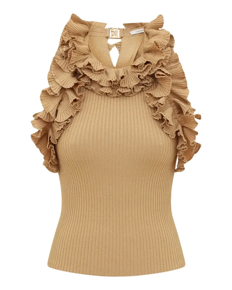 Zimmermann Luna ruffled-detail top - Gold Gold