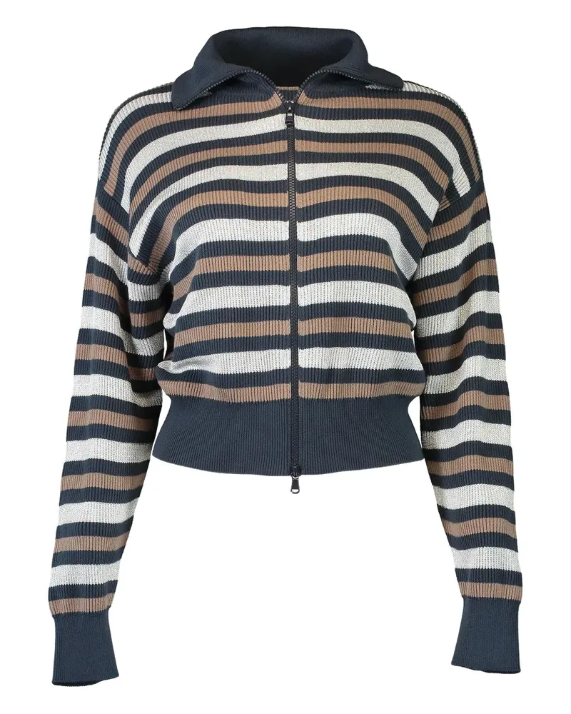 Brunello Cucinelli Winter Marina striped zip-up cardigan - Blau Blau