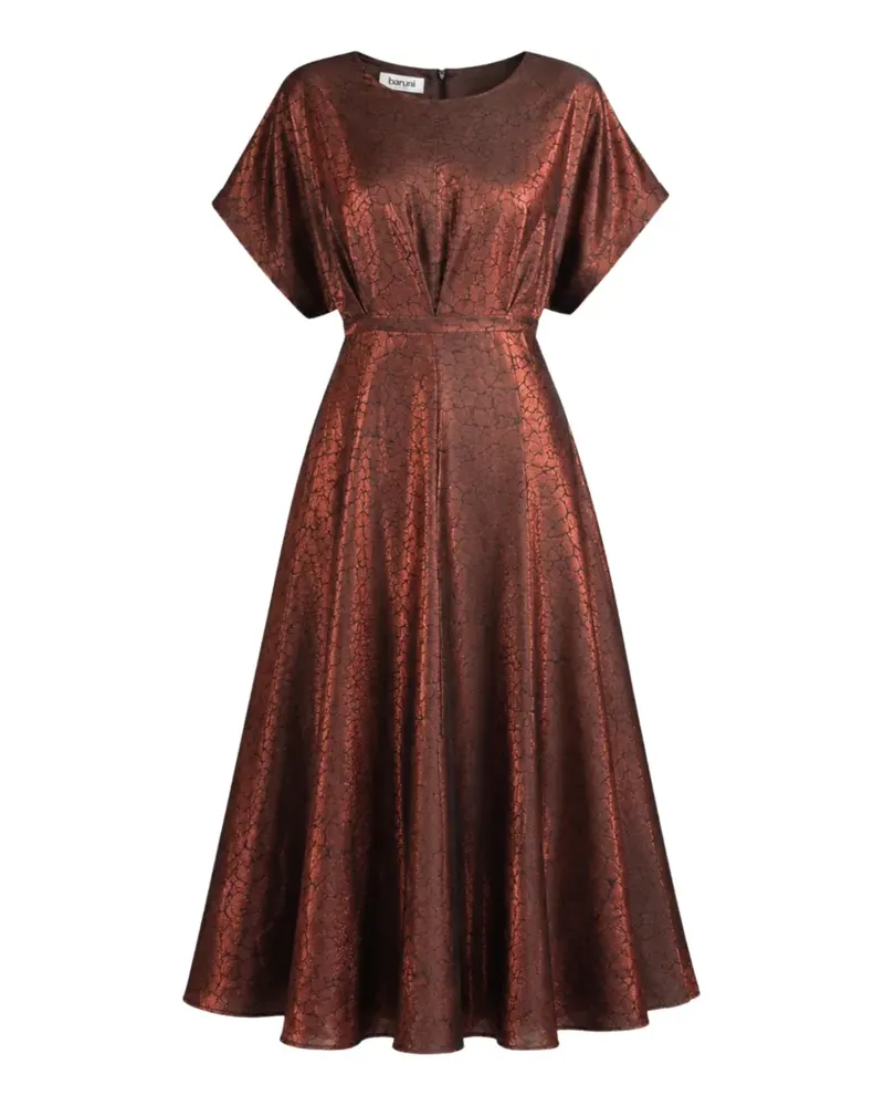 Baruni Ausgestelltes Ruba Midikleid im Metallic-Look - Braun Braun