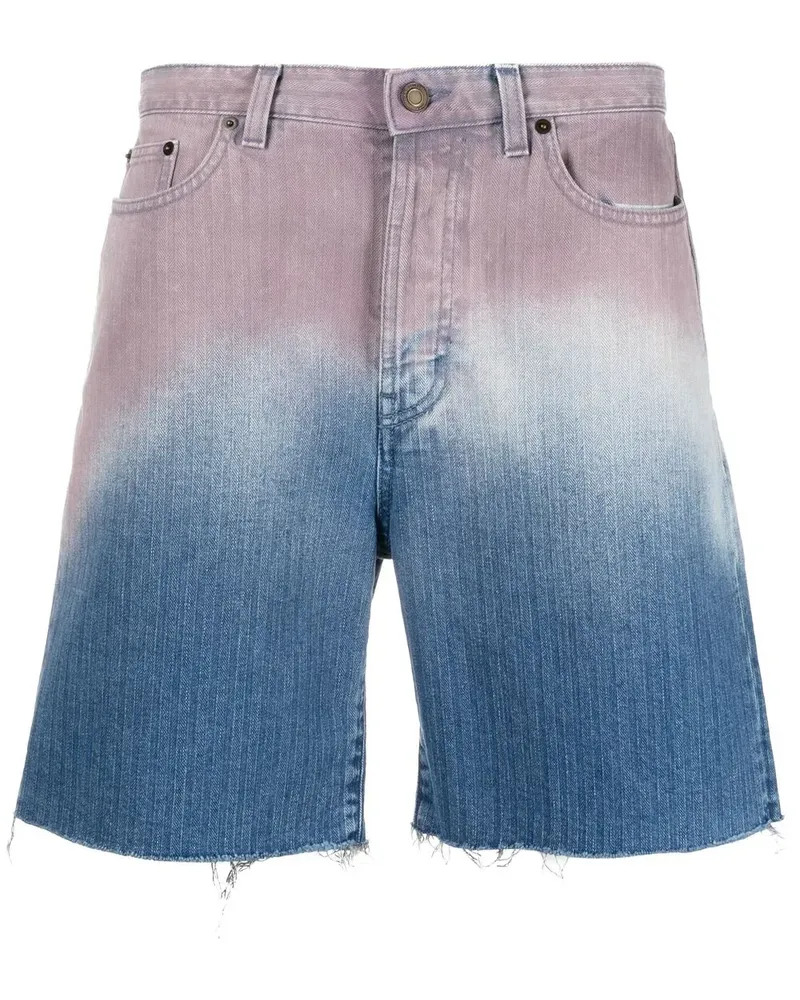 Saint Laurent Jeans-Shorts mit Farbverlauf - Blau Blau