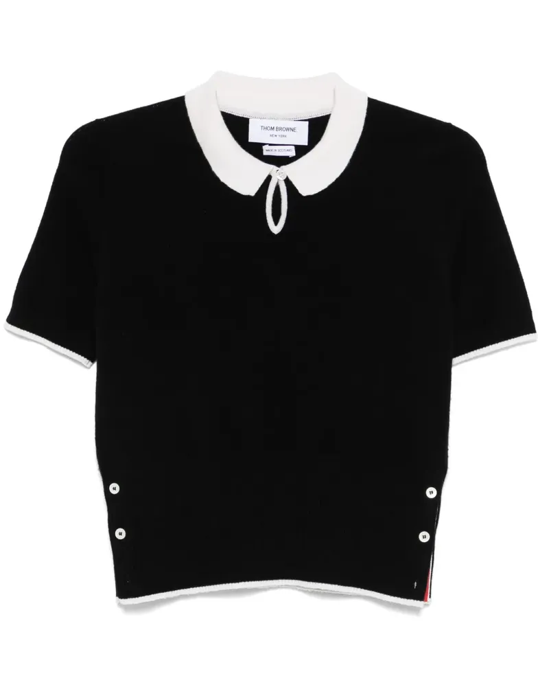 Thom Browne Poloshirt aus Kaschmir mit Schlüsselloch - Schwarz Schwarz