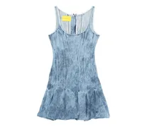 Acid-Wash-Kleid mit Falten - Blau