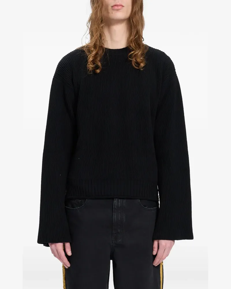 Ann Demeulemeester Gerippter Pullover mit weiten Ärmeln - Schwarz Schwarz