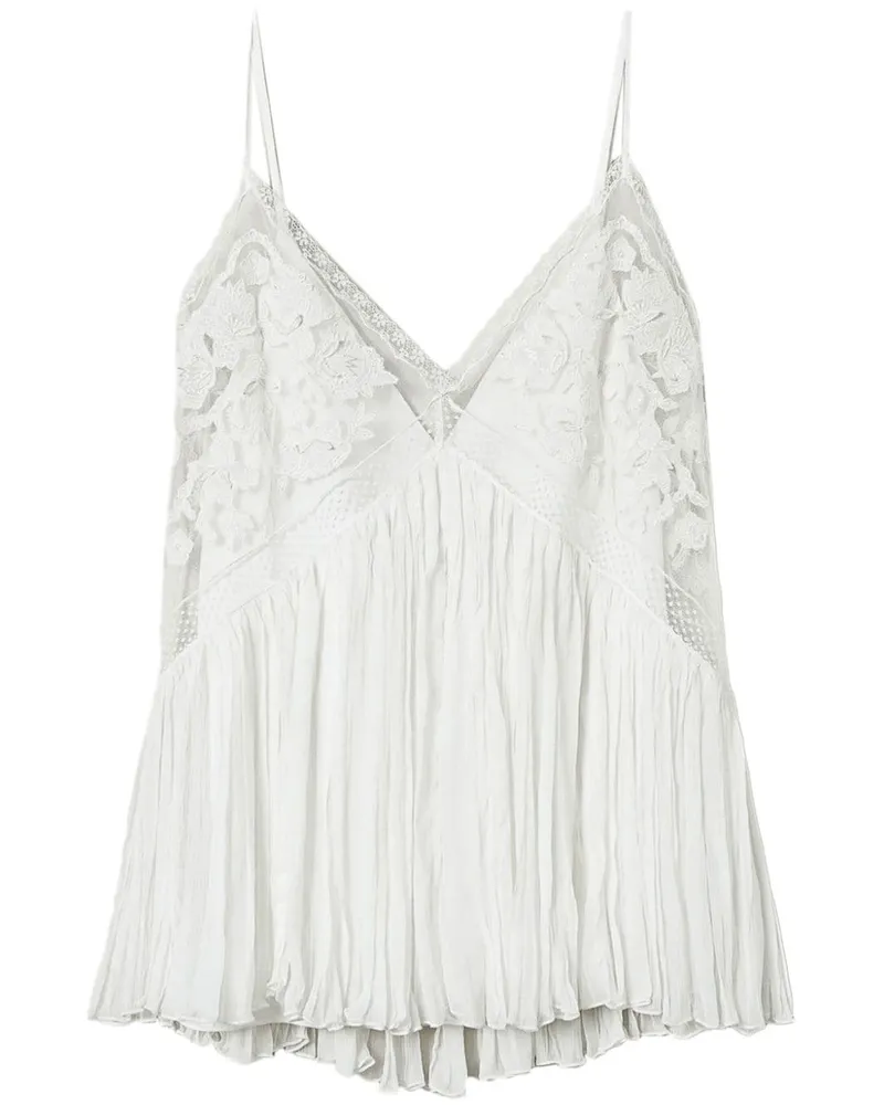 Twin-Set Top mit Tülleinsätzen - Weiß Weiß