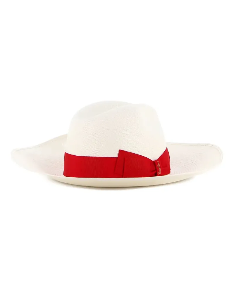 Borsalino bow-detail straw hat - Weiß Weiß