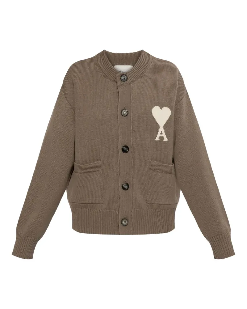 AMI Paris Ami de Coeur Cardigan mit Logo-Patch - Braun Braun