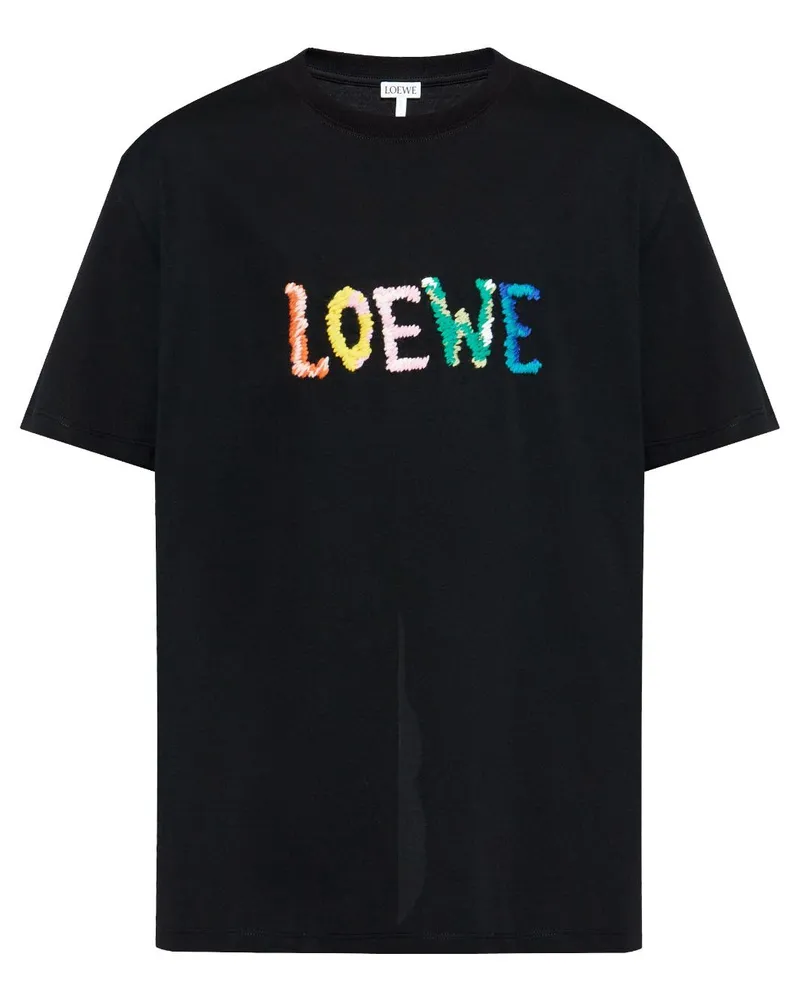 Loewe T-Shirt mit Logo-Stickerei - Schwarz Schwarz