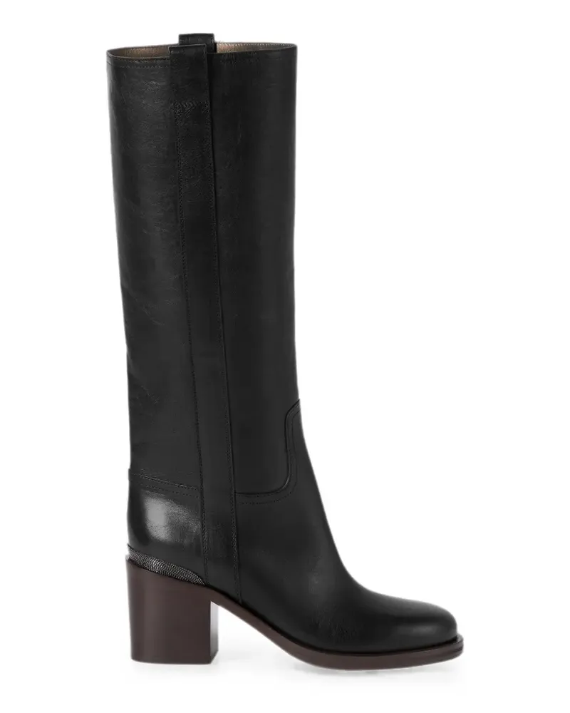 Brunello Cucinelli cowhide boots with precious detail - Schwarz Schwarz