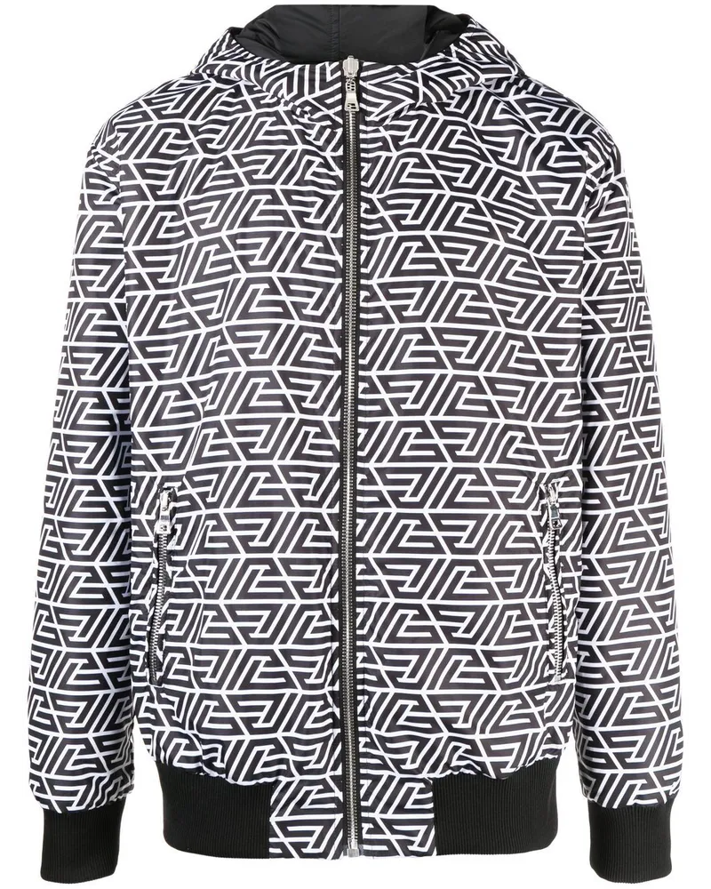 Balmain Wendbare Kapuzenjacke mit Monogramm-Print - Schwarz Schwarz