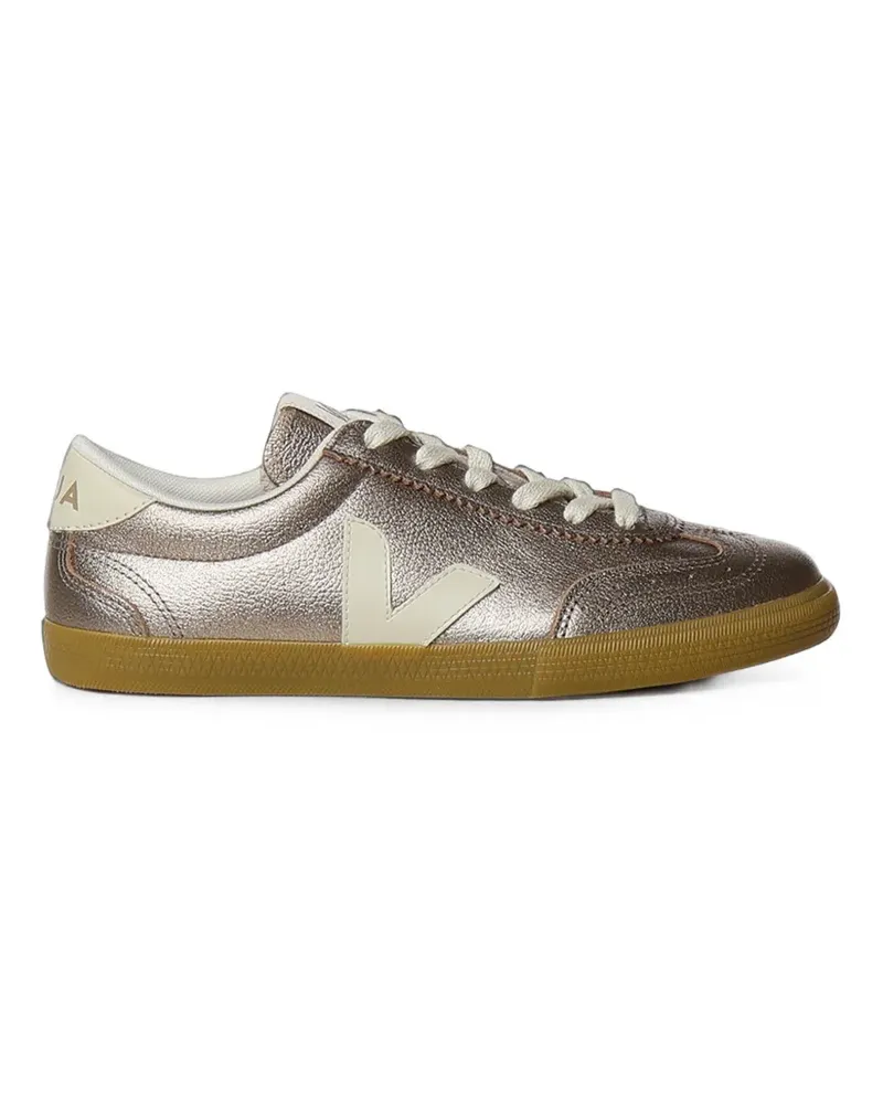 VEJA Volley metallic-effect leather sneakers - Gold Gold