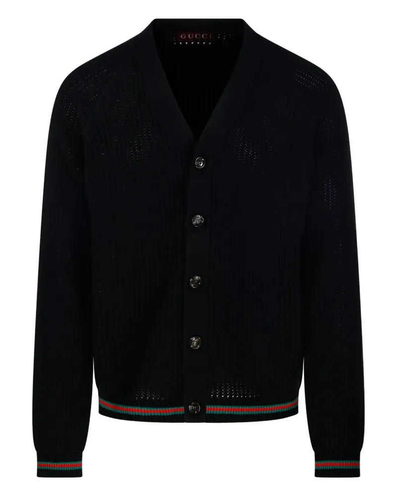 Gucci Gerippter Cardigan mit Knöpfen - Schwarz Schwarz