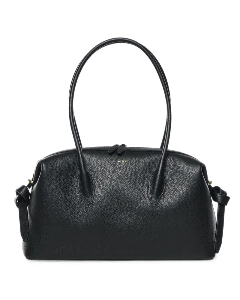 YUZEFI Brioche Schultertasche aus gekörntem Leder - Schwarz Schwarz