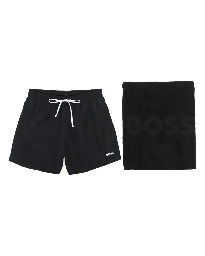 HUGO BOSS Badeshort-Set mit Logo-Print - Schwarz Schwarz
