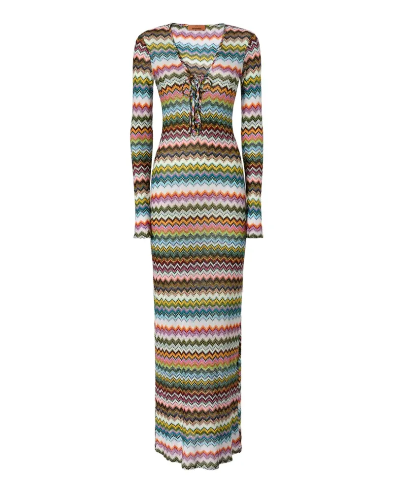 Missoni chevron-pattern tie beach dress - Blau Blau