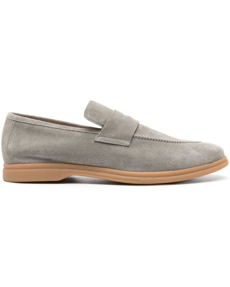 Eleventy Perforierte Penny-Loafer aus Wildleder - Grün Grün