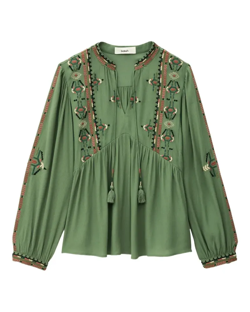 ba&sh Tilt embroidered V-neck top - Grün Grün
