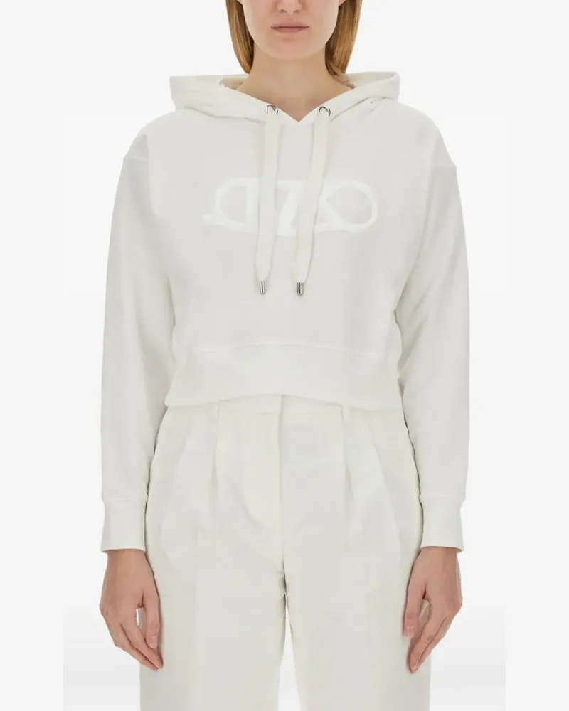Michael Kors Cropped-Hoodie mit Logo-Stickerei - Weiß Weiß