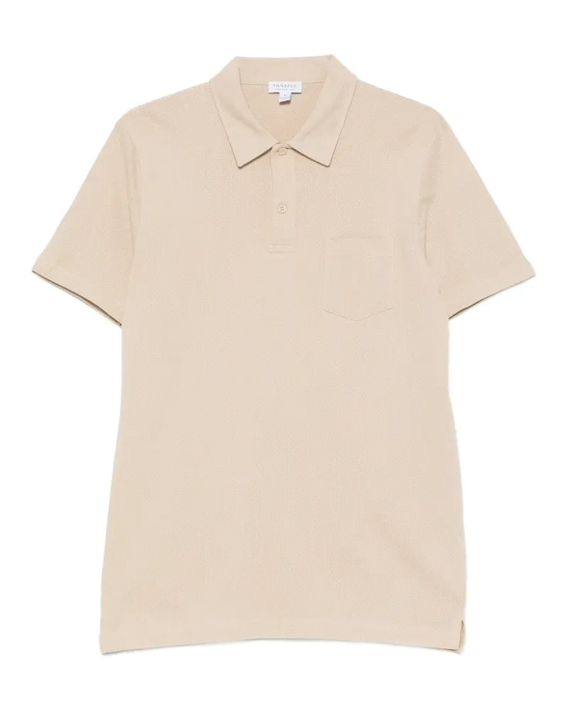 Sunspel Poloshirt mit aufgesetzter Tasche - Nude Nude