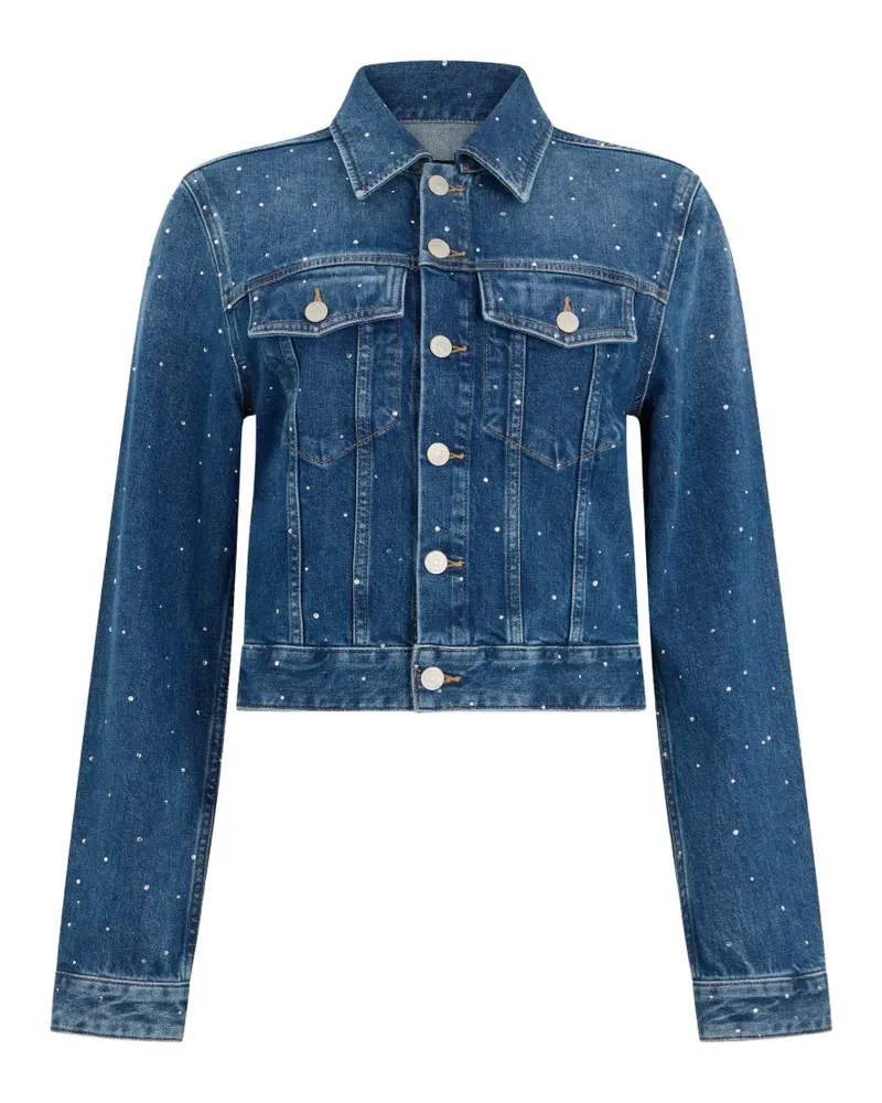 7 for all mankind crystal-embellished denim jacket - Blau Blau