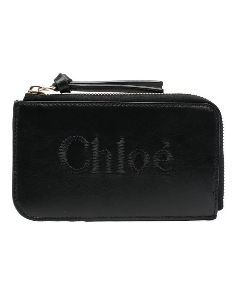 Chloé Portemonnaie mit Logo-Stickerei Schwarz