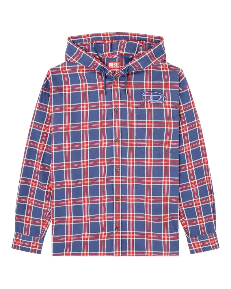 Diesel Karierte Kapuzenjacke - Blau Blau