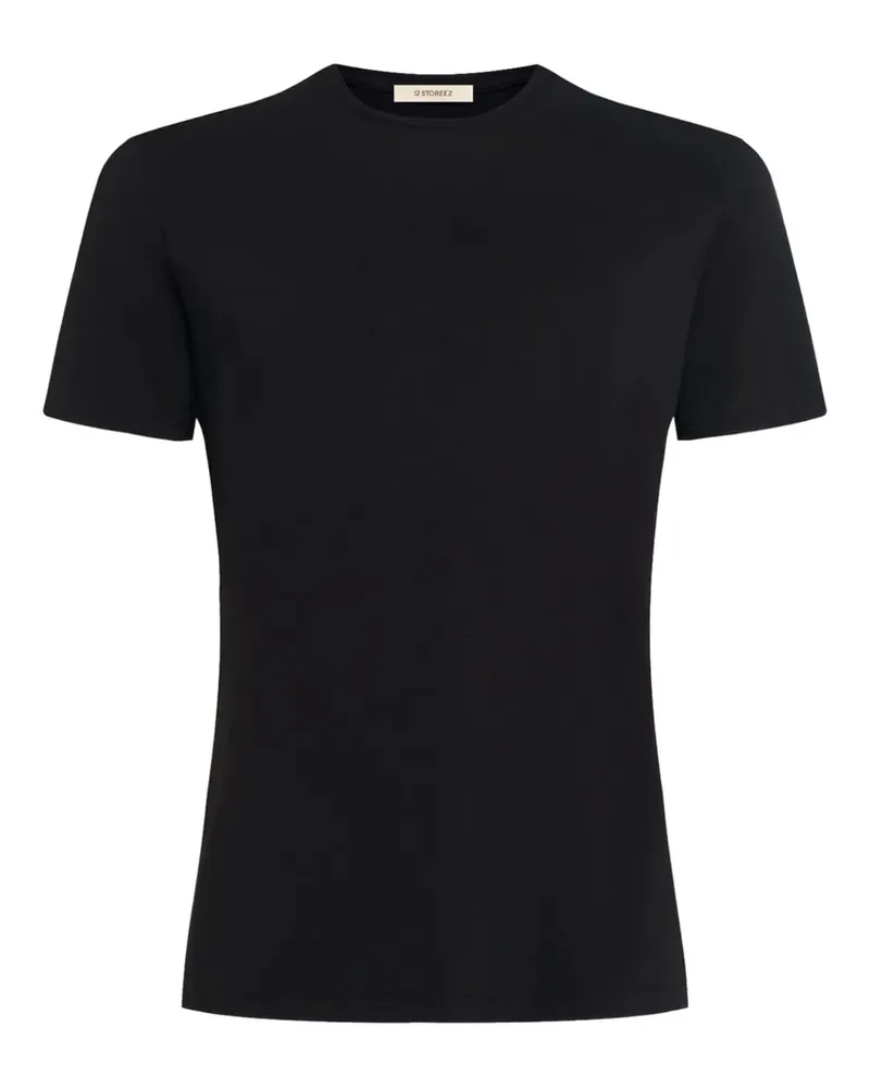 12 STOREEZ T-Shirt mit Rundhalsausschnitt - Schwarz Schwarz