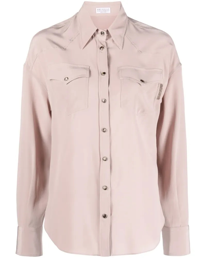 Brunello Cucinelli Seidenhemd mit spitzem Kragen - Rosa Rosa