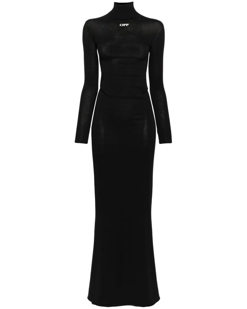 OFF-WHITE Elegantes Off Stamp Maxikleid - Schwarz Schwarz
