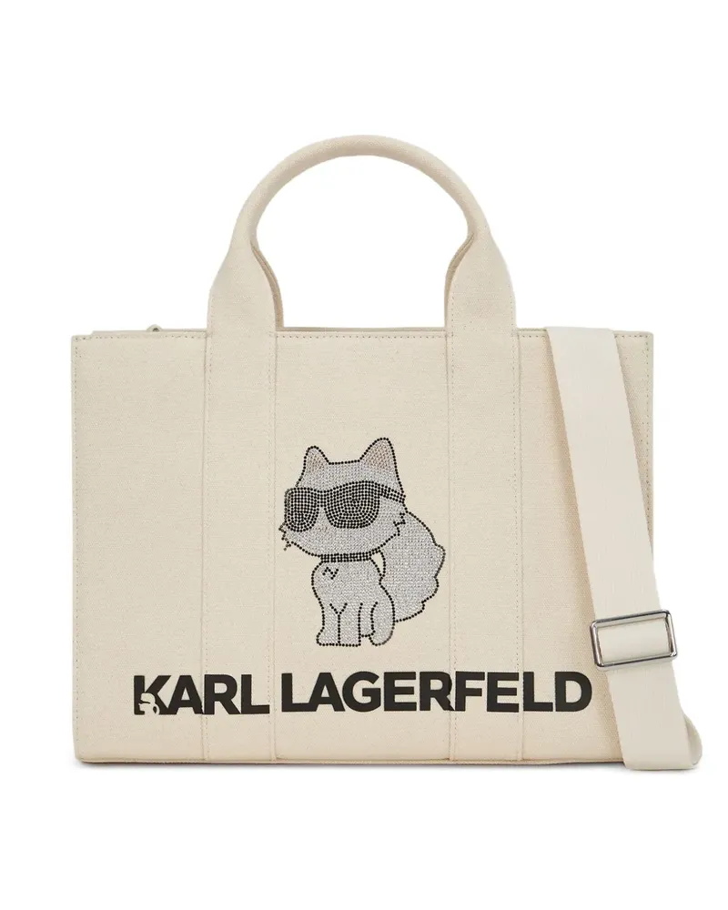 Karl Lagerfeld Mittelgroßer Tote Bag mit Kristallen - Nude Nude