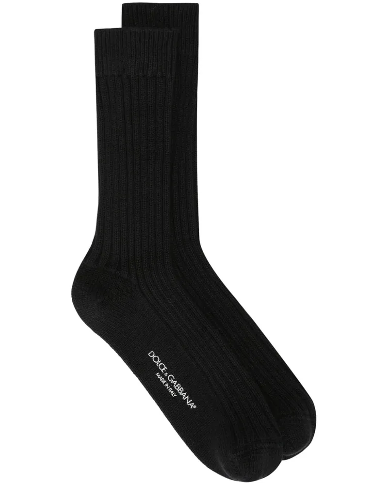 Dolce & Gabbana Gerippte Intarsien-Socken - Schwarz Schwarz