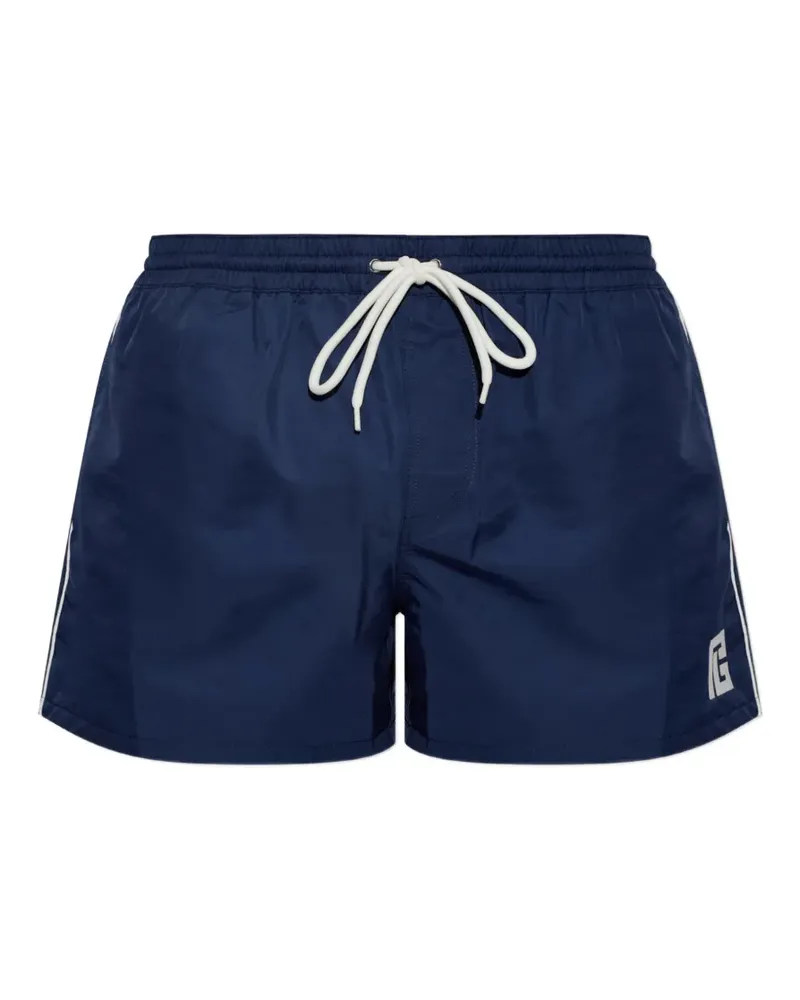 Balmain side-stripe logo-patch swim shorts - Blau Blau