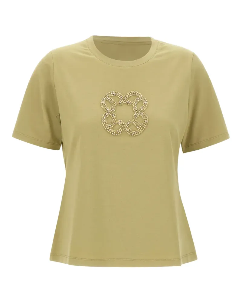 Elena Mirò T-Shirt mit Schmuck-Monogramm - Grün Grün