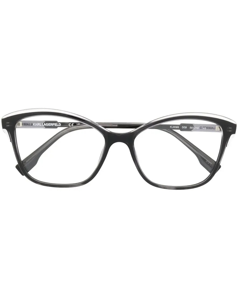 Karl Lagerfeld Eckige Brille mit Logo-Print - Schwarz Schwarz