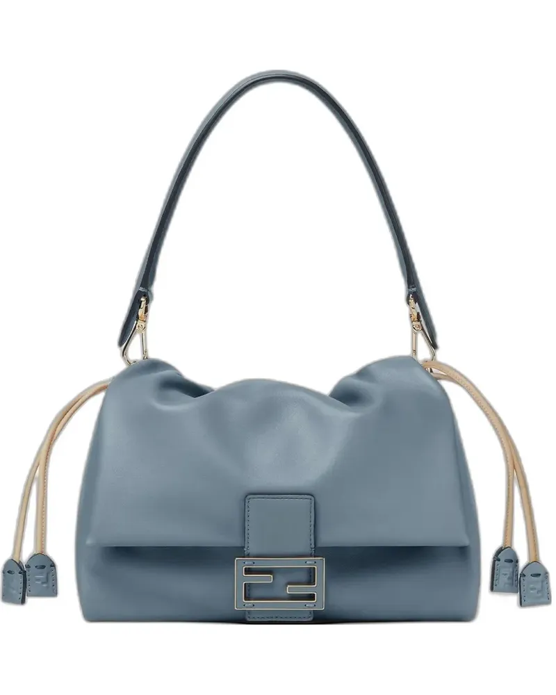 Fendi Mamma Baguette gathered-effect logo-buckle shoulder bag - Blau Blau