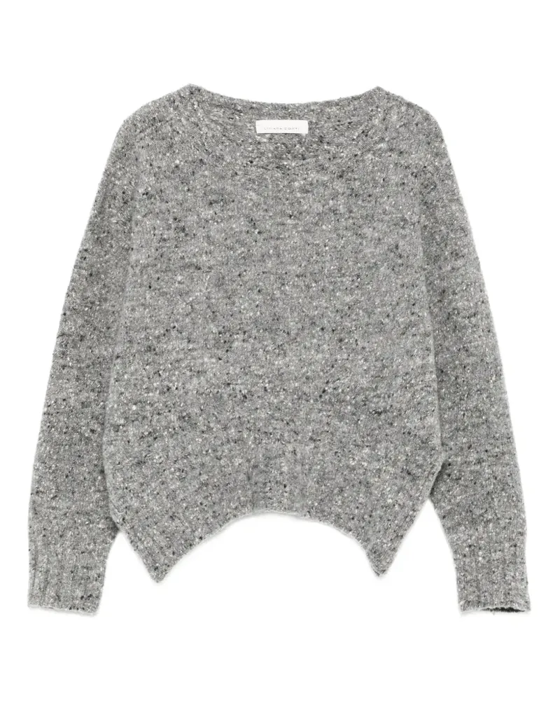 Liviana Conti Pullover mit meliertem Effekt und Seitenschlitzen - Grau Grau