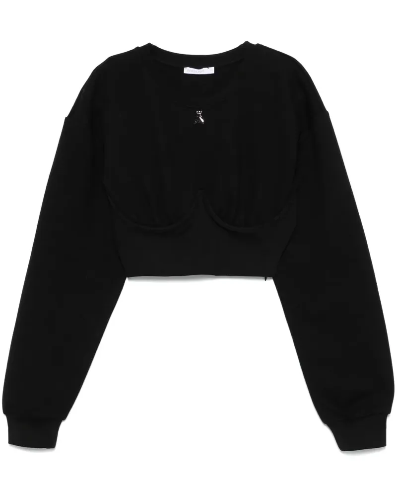 Patrizia Pepe Cropped-Sweatshirt - Schwarz Schwarz