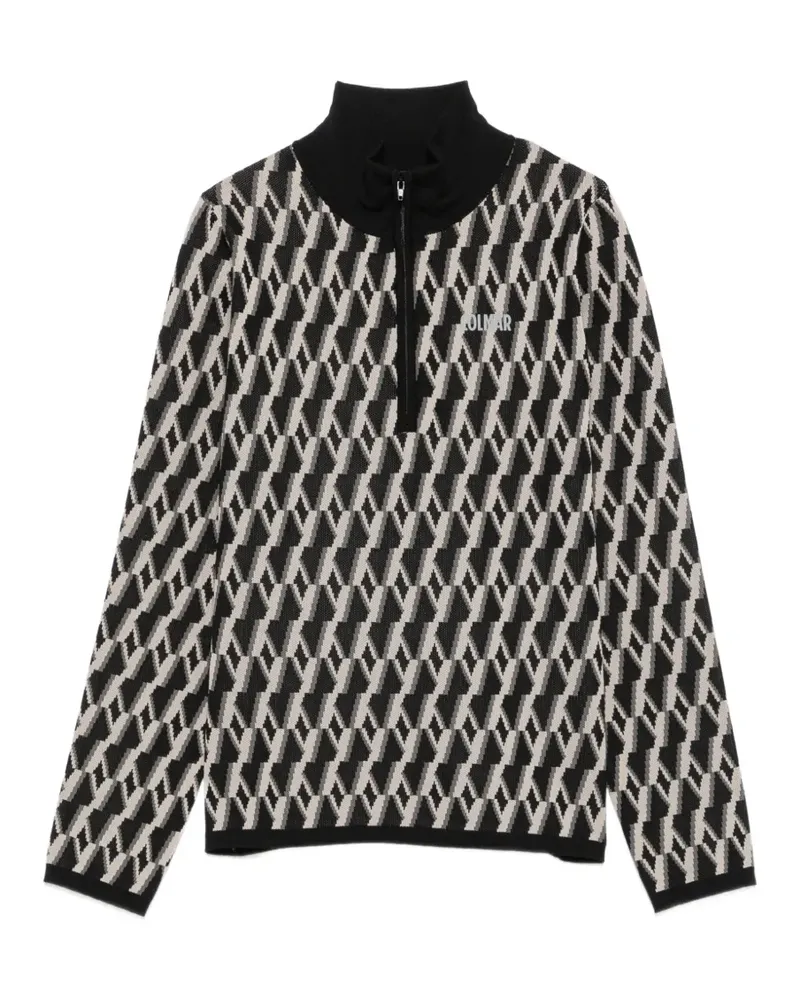 Colmar Jacquard-Pullover mit kurzem Reißverschluss - Schwarz Schwarz