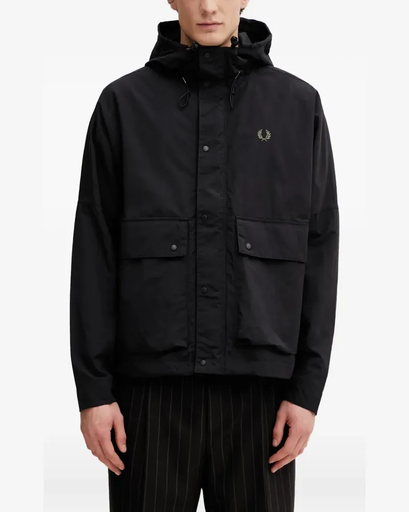 Fred Perry logo-embroidered hooded jacket - Schwarz Schwarz