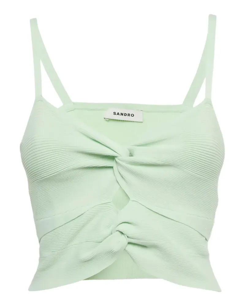 Sandro Geripptes Tanktop mit Cut-Out - Grün Grün